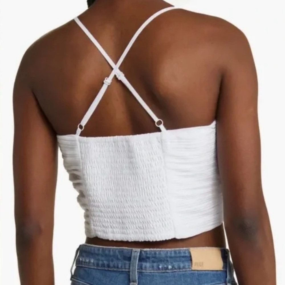 Madewell White Striped Women’s Crop top Size 12 - Picture 4 of 6